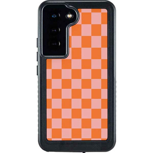 Orange Checkered Galaxy S24 Waterproof Case